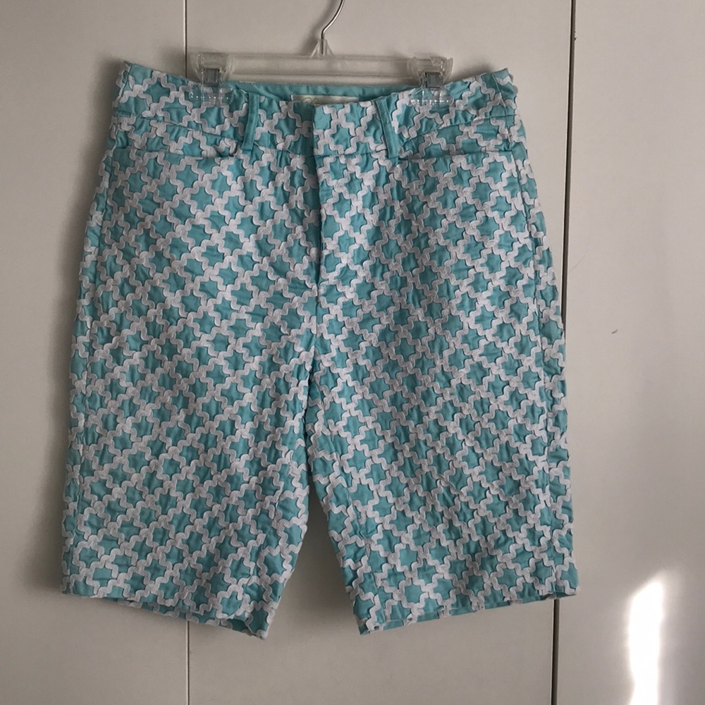 Preppy turquoise blue and white shorts